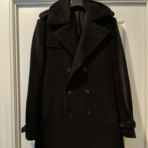 The Kooples Black Double-Breasted Belted Coat